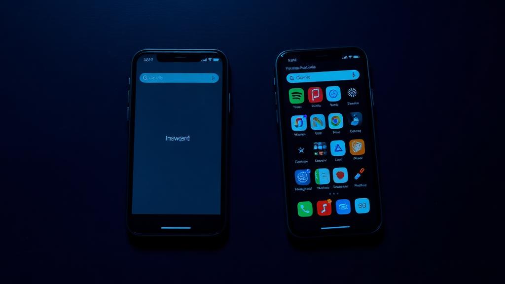 Hai điện thoại cạnh nhau, một mở trình duyệt một mở app, minh họa hai cách truy cập